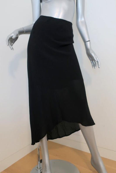 James Perse Twisted Seam Midi Skirt Black Crepe Size 0 available at CelebrityOwned.com img_1