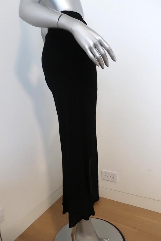James Perse Twisted Seam Midi Skirt Black Crepe Size 0 available at CelebrityOwned.com img_3