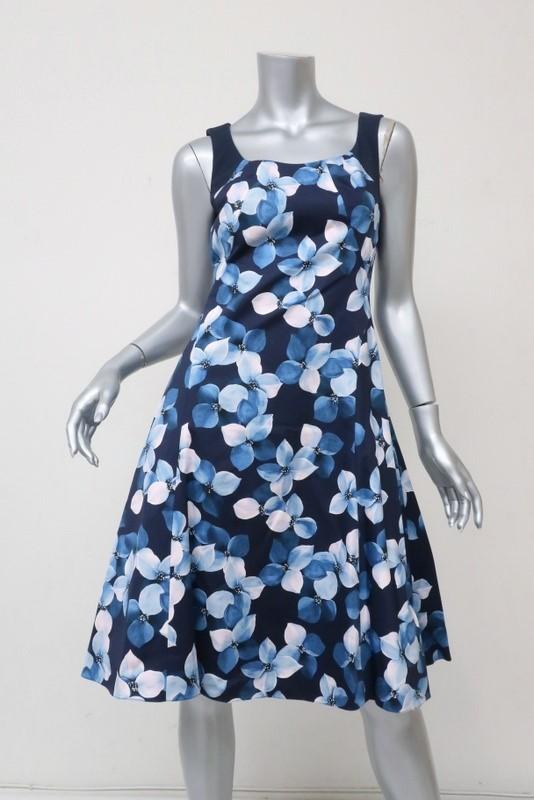 Jason Wu Dress Blue Floral Print Cotton Size 4 Sleeveless Fit &amp; Flare available at CelebrityOwned.com img_2