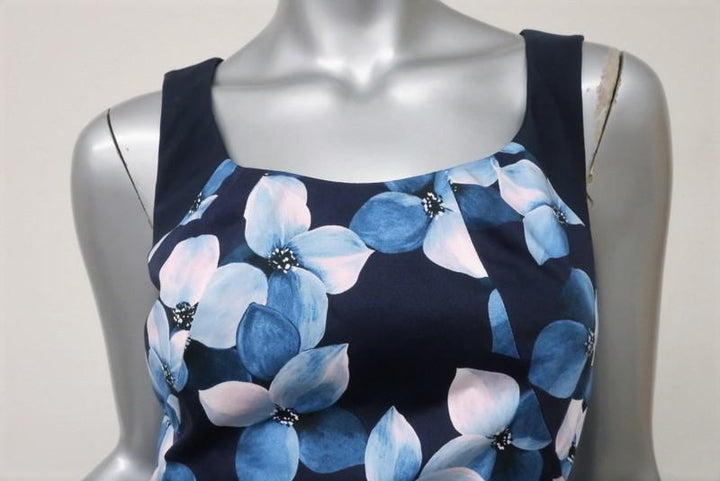 Jason Wu Dress Blue Floral Print Cotton Size 4 Sleeveless Fit &amp; Flare available at CelebrityOwned.com img_3