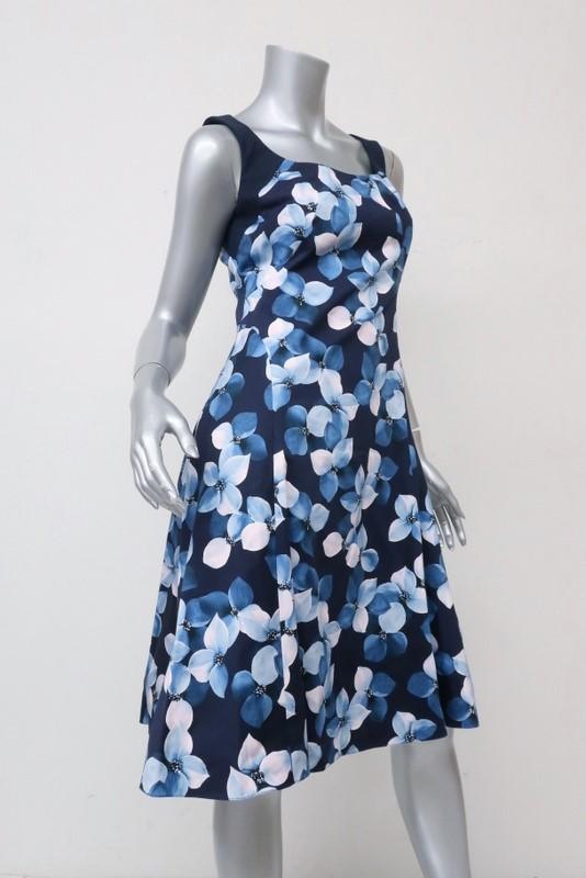 Jason Wu Dress Blue Floral Print Cotton Size 4 Sleeveless Fit &amp; Flare available at CelebrityOwned.com img_4
