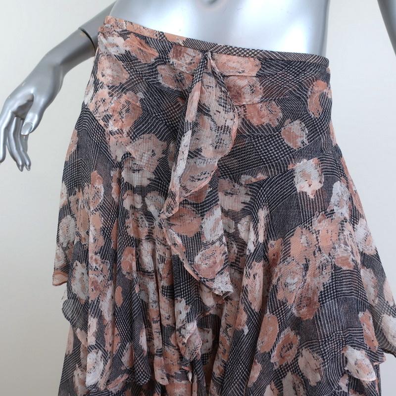 Jason Wu Tiered Skirt Glen Plaid &amp; Floral Print Silk Chiffon Size 6 available at CelebrityOwned.com img_2