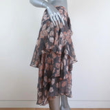 Jason Wu Tiered Skirt Glen Plaid & Floral Print Silk Chiffon Size 6 available at CelebrityOwned.com img_4