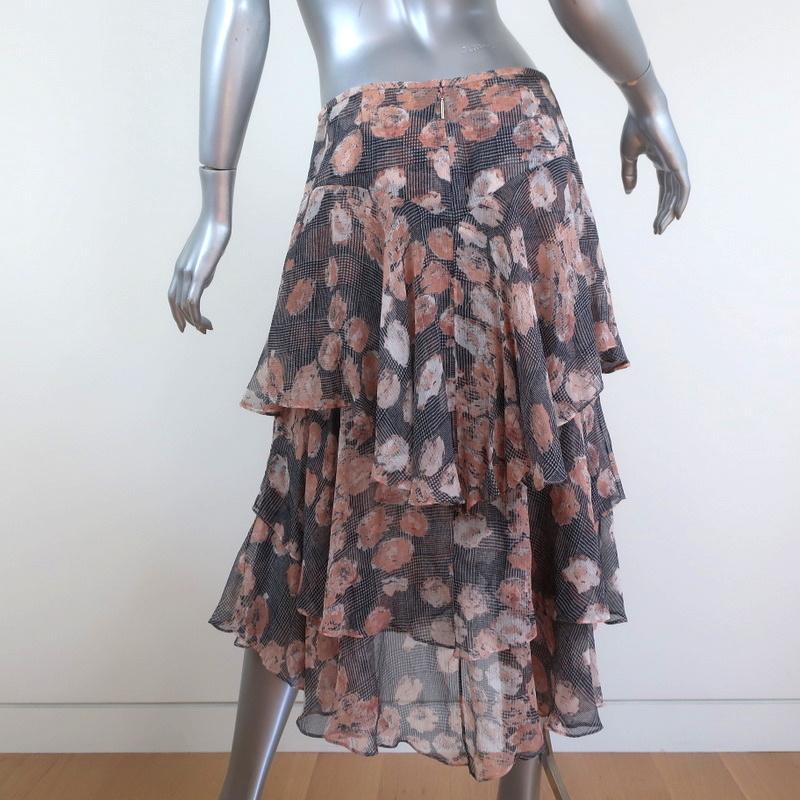 Jason Wu Tiered Skirt Glen Plaid &amp; Floral Print Silk Chiffon Size 6 available at CelebrityOwned.com img_5