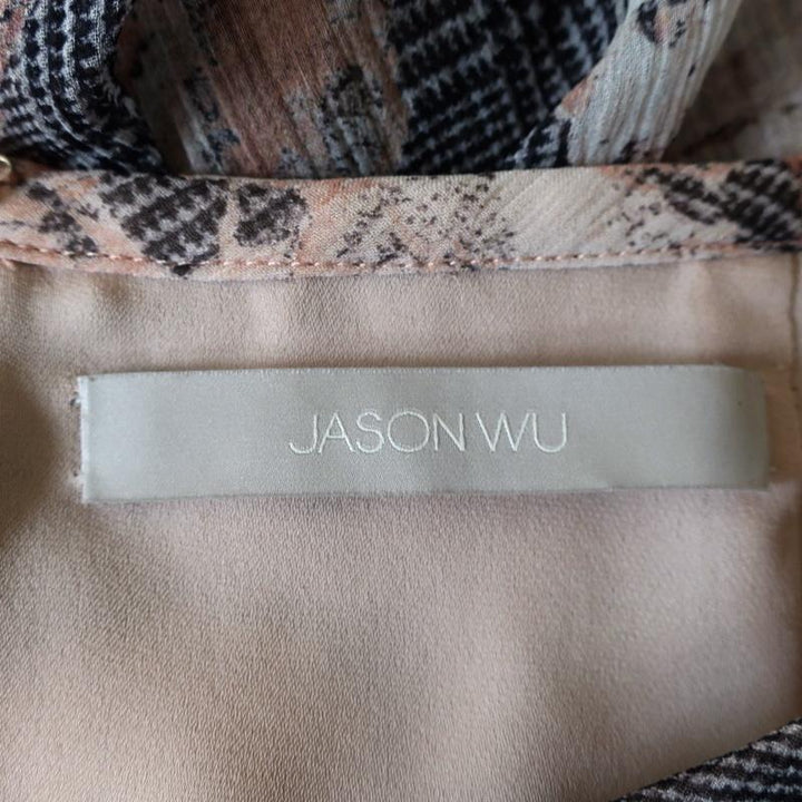 Jason Wu Tiered Skirt Glen Plaid &amp; Floral Print Silk Chiffon Size 6 available at CelebrityOwned.com img_6