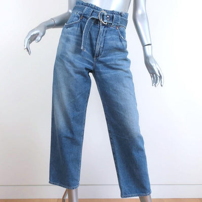 Jean Atelier x Barneys New York Belted Crop Jeans Light Blue Size 25 available at CelebrityOwned.com img_1