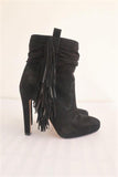 Jean-Michel Cazabat Fringe Ankle Boots Pampa Black Suede Size 35 High Heel available at CelebrityOwned.com img_1