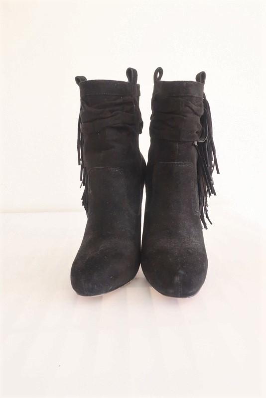 Jean-Michel Cazabat Fringe Ankle Boots Pampa Black Suede Size 35 High Heel available at CelebrityOwned.com img_4