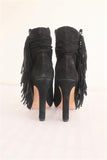 Jean-Michel Cazabat Fringe Ankle Boots Pampa Black Suede Size 35 High Heel available at CelebrityOwned.com img_6