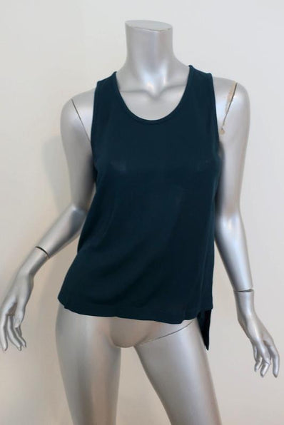 Jean Paul Gaultier Tank Teal Crepe Jersey Size 38 Sleeveless High-Low Top available at CelebrityOwned.com img_1