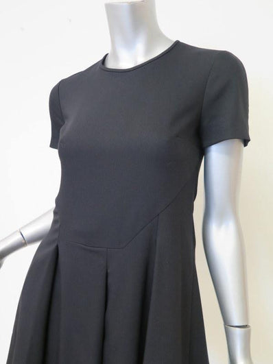 Jil Sander Navy Label Dress Black Pleated Stretch Wool Size 32 Short Sleeve available at CelebrityOwned.com img_1