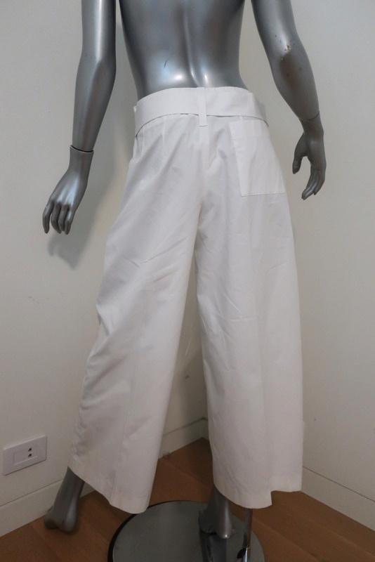 Jil Sander Wide Leg Pants White Cotton Size 36 High Rise Cropped Trousers available at CelebrityOwned.com img_5
