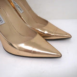 Jimmy Choo Abel Pumps Rose Gold Mirrored Leather Size 36.5 Pointed Toe Heels available at CelebrityOwned.com img_2