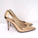 Jimmy Choo Abel Pumps Rose Gold Mirrored Leather Size 36.5 Pointed Toe Heels available at CelebrityOwned.com img_3