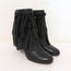 Jimmy Choo Fringe Booties Mala Black Leather Size 35 High Heel Ankle Boots