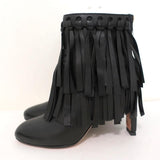 Jimmy Choo Fringe Booties Mala Black Leather Size 35 High Heel Ankle Boots available at CelebrityOwned.com img_5