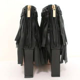 Jimmy Choo Fringe Booties Mala Black Leather Size 35 High Heel Ankle Boots available at CelebrityOwned.com img_7
