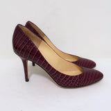 Jimmy Choo Gilbert Pumps Plum Crocodile-Embossed Leather Size 38 available at CelebrityOwned.com img_2