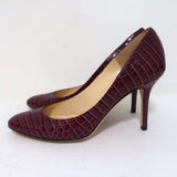 Jimmy Choo Gilbert Pumps Plum Crocodile-Embossed Leather Size 38 available at CelebrityOwned.com img_5