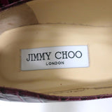 Jimmy Choo Gilbert Pumps Plum Crocodile-Embossed Leather Size 38 available at CelebrityOwned.com img_8
