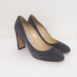 Jimmy Choo Laria 85 Pumps Gray Suede Size 39 Almond Toe Heel NEW available at CelebrityOwned.com img_2