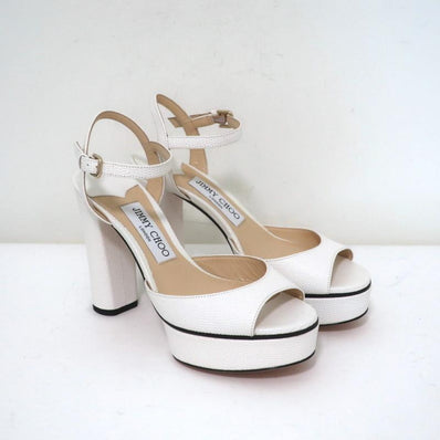 Jimmy Choo Peachy Platform Sandals White Lizard-Embossed Leather Size 36 NEW available at CelebrityOwned.com img_1