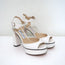 Jimmy Choo Peachy Platform Sandals White Lizard-Embossed Leather Size 36 NEW