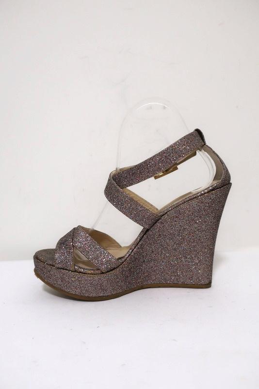 Jimmy Choo Penny Glitter Wedge Sandals Size 40 Crisscross-Strap Platform Heel available at CelebrityOwned.com img_7