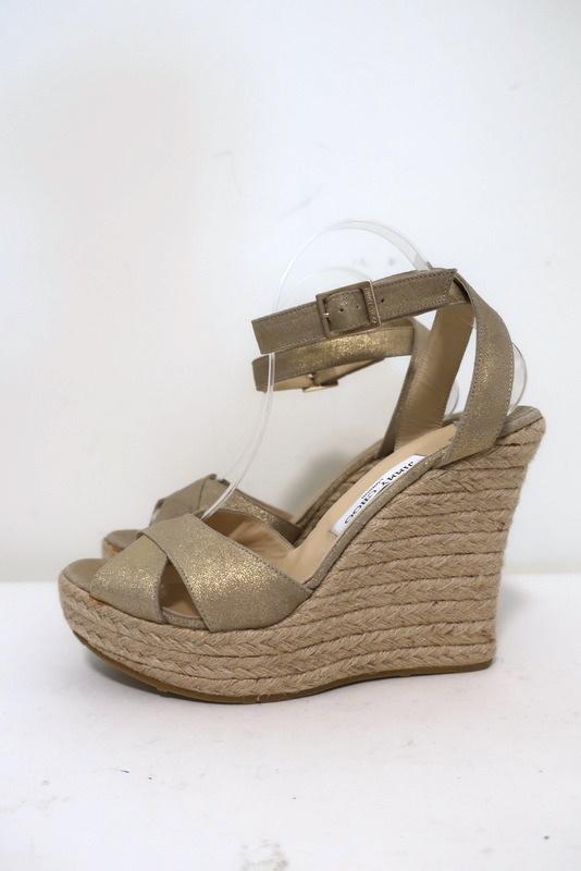 Jimmy Choo Phoenix Platform Espadrille Wedge Sandals Gold Metallic Size 42 NEW available at CelebrityOwned.com img_7