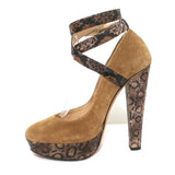 Jimmy Choo Platform Pumps Brown Suede & Snakeskin Size 37 Crisscross Ankle Strap-img_[image_position} from CelebrityOwned.com