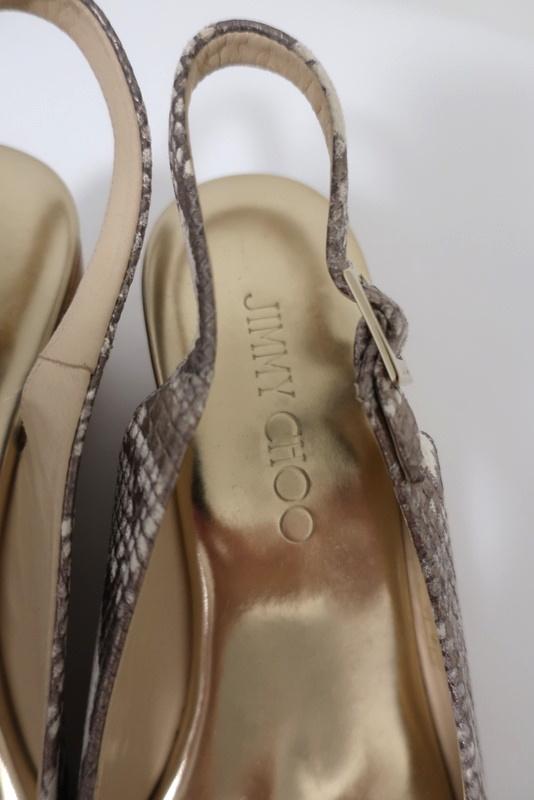 Jimmy Choo Praise Cork Wedge Sandals Metallic Snake-Print Leather Size 38.5 available at CelebrityOwned.com img_10