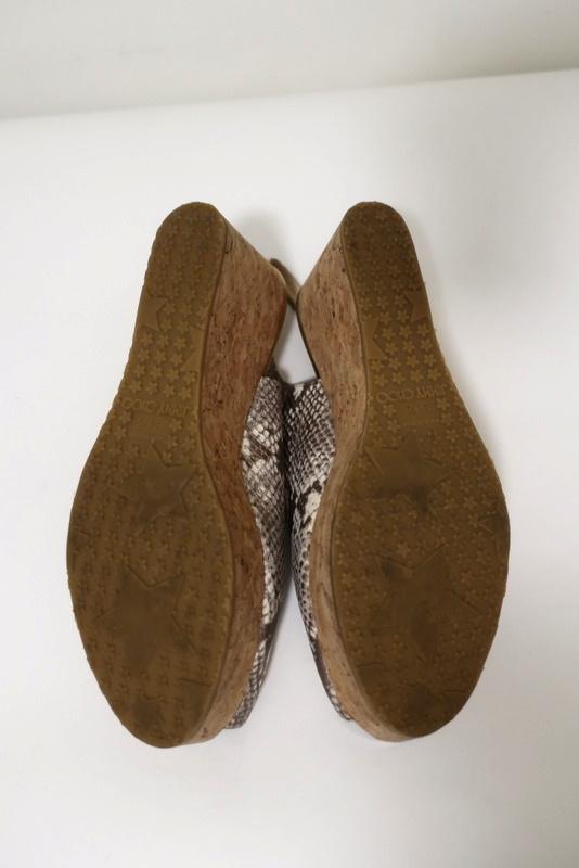 Jimmy Choo Praise Cork Wedge Sandals Metallic Snake-Print Leather Size 38.5 available at CelebrityOwned.com img_11