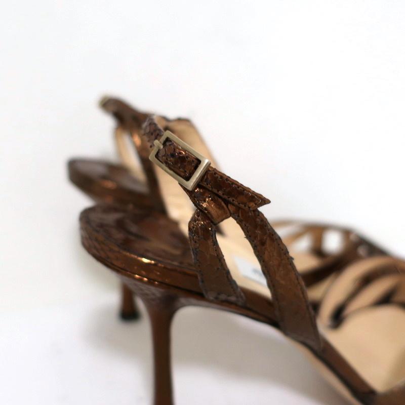 Jimmy Choo Sandals Hector Bronze Metallic Watersnake Size 39 Slingback Heels available at CelebrityOwned.com img_4