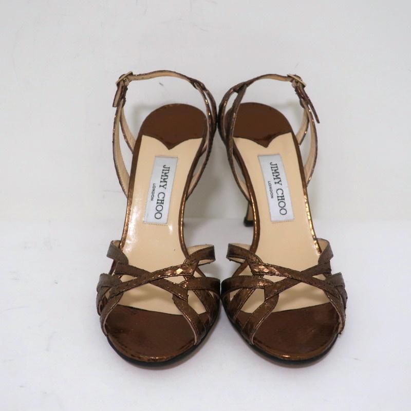 Jimmy Choo Sandals Hector Bronze Metallic Watersnake Size 39 Slingback Heels available at CelebrityOwned.com img_5