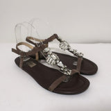 Jimmy Choo Sandals Night Jeweled Brown Suede Size 38.5 Ankle Strap Flats available at CelebrityOwned.com img_1