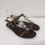 Jimmy Choo Sandals Night Jeweled Brown Suede Size 38.5 Ankle Strap Flats