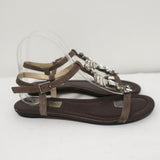 Jimmy Choo Sandals Night Jeweled Brown Suede Size 38.5 Ankle Strap Flats available at CelebrityOwned.com img_2
