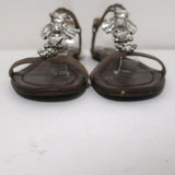 Jimmy Choo Sandals Night Jeweled Brown Suede Size 38.5 Ankle Strap Flats available at CelebrityOwned.com img_5