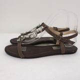 Jimmy Choo Sandals Night Jeweled Brown Suede Size 38.5 Ankle Strap Flats available at CelebrityOwned.com img_6