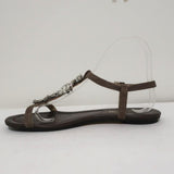 Jimmy Choo Sandals Night Jeweled Brown Suede Size 38.5 Ankle Strap Flats available at CelebrityOwned.com img_7