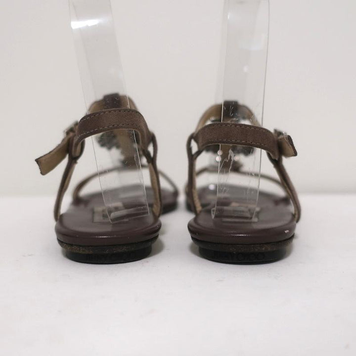 Jimmy Choo Sandals Night Jeweled Brown Suede Size 38.5 Ankle Strap Flats available at CelebrityOwned.com img_8