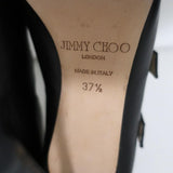 Jimmy Choo Trick Buckle Sandals Black Leather Size 37.5 Open Toe High Heel available at CelebrityOwned.com img_11