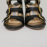 Jimmy Choo Trick Buckle Sandals Black Leather Size 37.5 Open Toe High Heel available at CelebrityOwned.com img_4