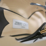 Jimmy Choo Trick Buckle Sandals Black Leather Size 37.5 Open Toe High Heel available at CelebrityOwned.com img_9