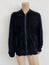 John Varvatos Zip-Up Cardigan Black Suede & Navy Ribbed Knit Size Extra Large