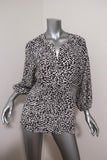Joie Blouse Addie B White/Black Leopard Print Silk Size Medium 3/4 Sleeve Top available at CelebrityOwned.com img_1