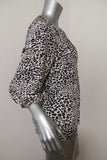 Joie Blouse Addie B White/Black Leopard Print Silk Size Medium 3/4 Sleeve Top available at CelebrityOwned.com img_2