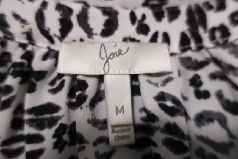 Joie Blouse Addie B White/Black Leopard Print Silk Size Medium 3/4 Sleeve Top available at CelebrityOwned.com img_5