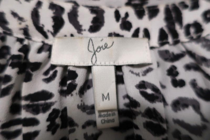 Joie Blouse Addie B White/Black Leopard Print Silk Size Medium 3/4 Sleeve Top available at CelebrityOwned.com img_5
