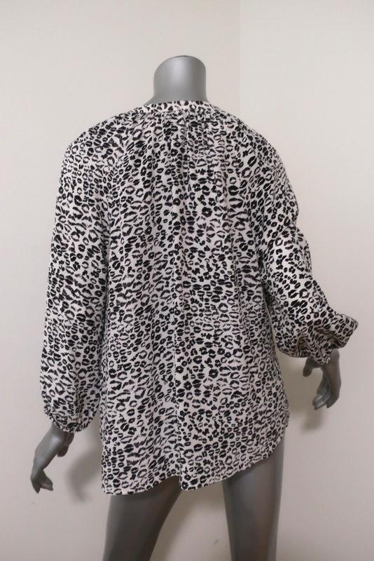 Joie Blouse Addie B White/Black Leopard Print Silk Size Medium 3/4 Sleeve Top available at CelebrityOwned.com img_6